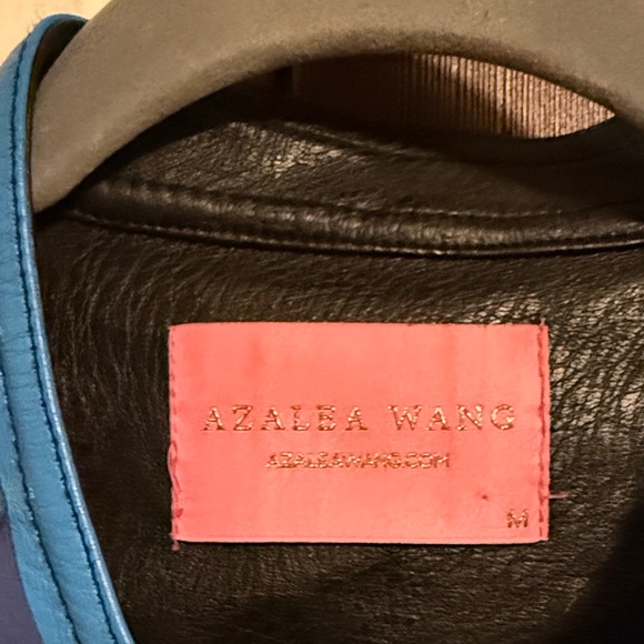 Women's Black and Blue studded Faux Leather Jacket - Picture 2 of 3